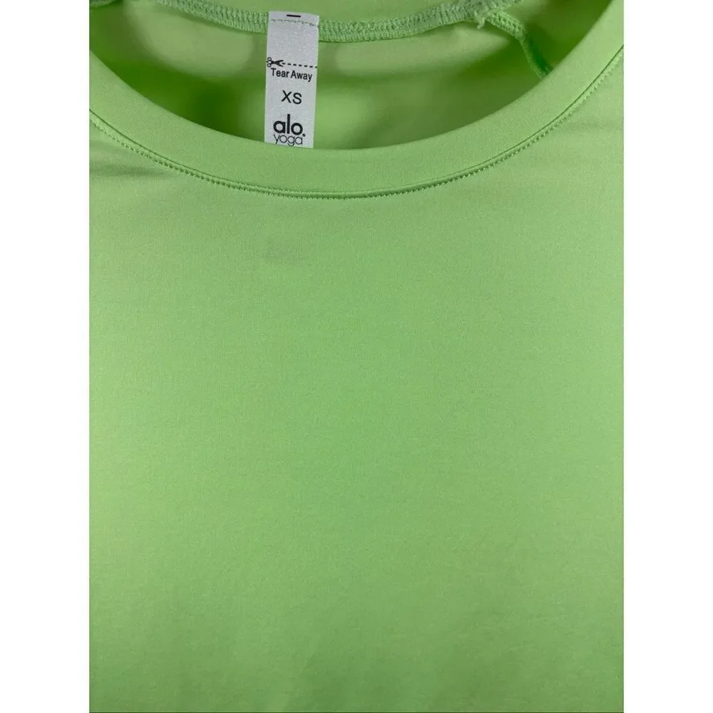 ALO Yoga NWT Pulse Short Sleeve Tee Slouchy Staple in Neon Lime Size Various
